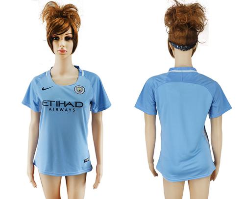 Women's Manchester City Blank Home Soccer Club Jersey - Click Image to Close